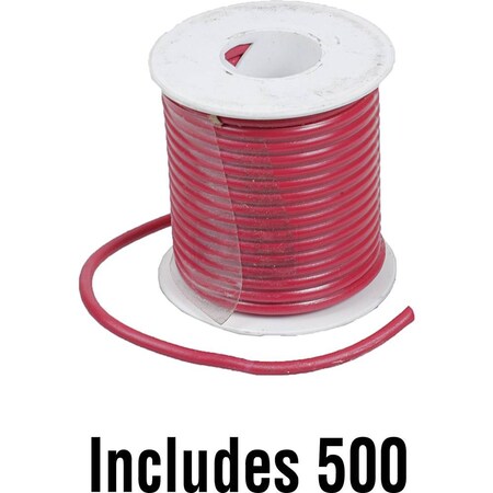 Aftermarket Primary Wire, GPT, 14 AWG, Red, PVC Jacket 600-14007-500-JN